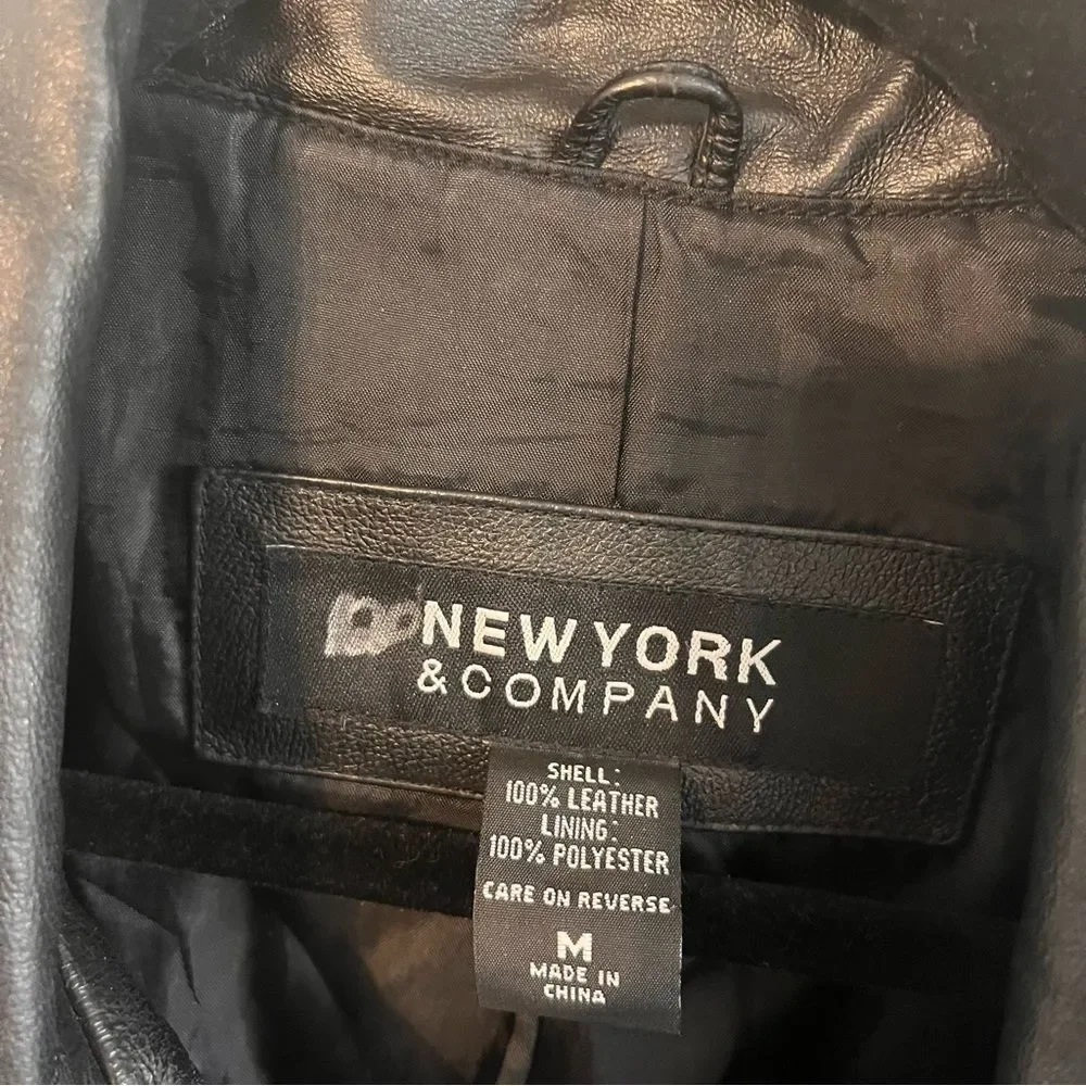 New‎ York & Company Black Leather Jacket Size Medium - Picture 8 of 10